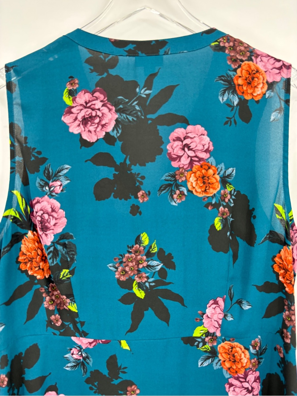 Torrid Teal Floral Tie-Front Sleeveless Top - Picture 9 of 13
